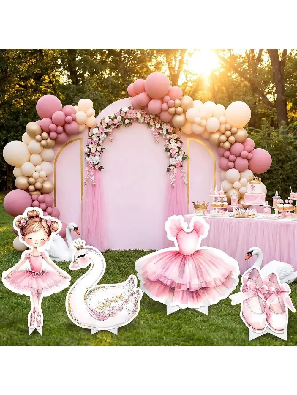 Pink Ballerina Dancer Cardboard Cutouts 24x32 4 piece set